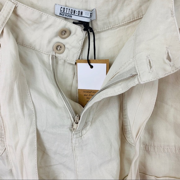 Cotton On / Tan Tie Waist Cuffed Shorts - Picture 4 of 7